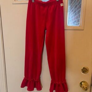 Wildflowers red velour ruffle pants girls size 10 Euc
